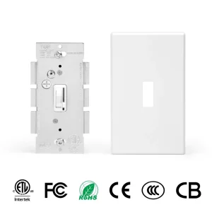 Single Pole or 3 Way Wall Plate Included Digital Toggle Dimmer Switch for LED CFL and Incandescent Light Bulbs