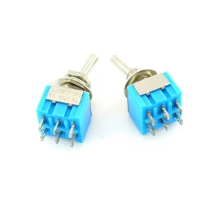 Small Blue DIP Mounting PVC Material Button Toggle Switch 3 Pin 3 Position MTS 103