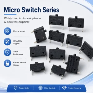 Small Size Plastic Micro Switch Snap Action SPST 250V 15A TUV CQC ROHS Certified