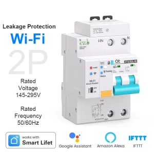 Smart Circuit Breaker Wifi 2P Rcbo Smart Life Timer Remote Control Automatic Wireless with Leakage Protection