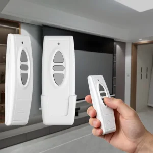 Smart Home 433MHz Learning Code Remote Control with Included Wall Mount Base for Electric Projector Screens and Lifting Devices
