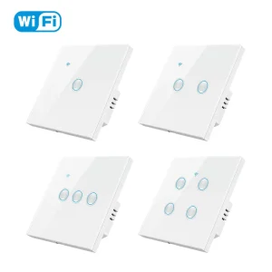 Smart Home Remote Control Wifi 1 2 3 4 Gang Wall Light Switch Glass Concave Smart Switch Work With Google Alexa
