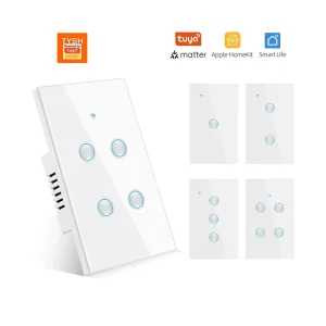 Smart Home Wall Switch for Tuya WiFi & BLE 1/2/3/4 Gang Concave Panel Homekit App Remote Control AI Switch with Zigbee