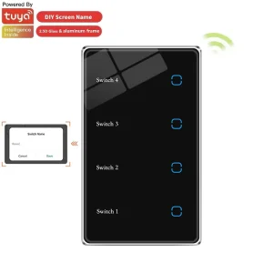 Smart Lighting Switch IOT Home Assistant Support Name on Switch Panel 4 Gang Zigbee 3.0 APP Remote Control Aluminum ABS