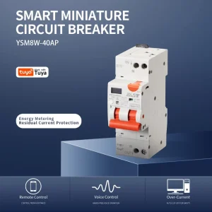 Smart Miniature Circuit Breaker RCBO Tuya WiFi 2P 40A 6kA 230V Leakage Protection Smart Home Breaker YSM8W-40AP