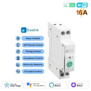 Smart Power Monitoring DIN Rail MCB 16A WiFi Timer Relay for EWeLink App