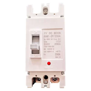 Solar DC Molded Case Circuit Breaker (MCCB) 150A 200A 2P 250A Compact Battery Isolator Overload Protection Switch PV 20kA 500V