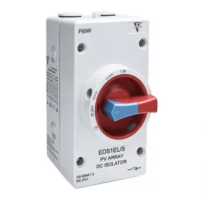 Solar Disconnect Switch 4 Pole DC 1500V 32A Isolator Enclosure Rooftop Solar Systems RVs Waterproof IP66 Red Plastic