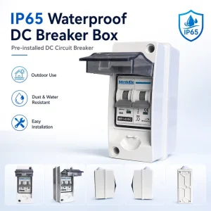Solar PV DC Breaker Box IP65 Waterproof Electrical Distribution Box with 2P DC MCB