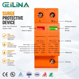Solar PV T1 T2 Surge 1P 2P 3P 4P 10kA-20kA 500V-1000V 1-4 Pole Surge Devices for PV System