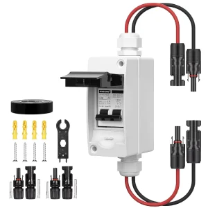 Solar Panel Disconnect Switch 63A 550V DC PV Solar Circuit Breaker Solar Cable Outdoor Use Home Battery Systems Waterproof ABS