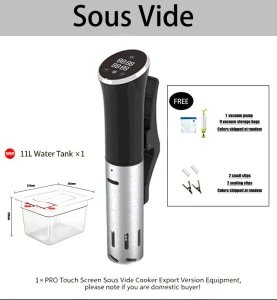 Sous Vide Immersion Circulator 1200W IPX7 Waterproof 304 Stainless Steel Touch Screen Accuracy Low Temp Slow Cooker