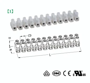 Steel Clamping Terminal Block Optional Wire Protector 12 Way Screw Connector 450V PA66 Housing 32A 110C Operating Terminal