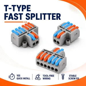 T-Type Lever Wire Connector Splitter 32A Multi-Port Quick Splice Terminal Block with Mounting Hole for 28-12AWG Fixed Reusable