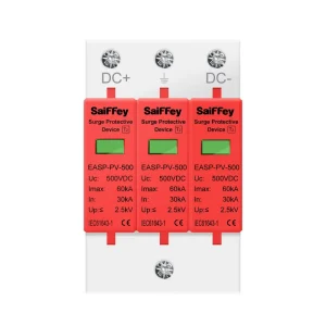 T2 DC Surge Protection Device for Solar System Application 3P Din Rail Mounting
