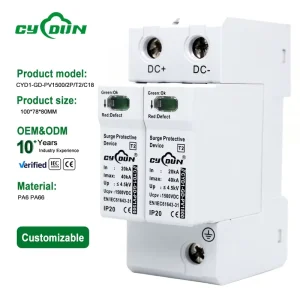 T2 SPD DC 150V 240V 200V 500V 600V 800V 1500V 40kA House Surge Protector Lightning Protection 2P Low voltage Arrester Device