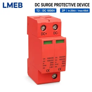 T2 Type Instantaneous Protection Solar Surge Protector 2P 3P Pole for Solar Photovoltaic System IMAX 20KA