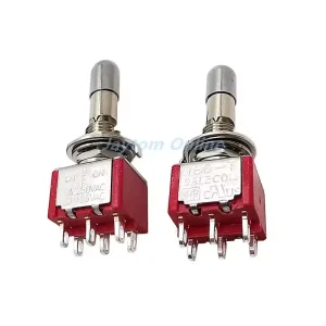 T80-T Mini Toggle Switch Round Top Anti-mishandling Locking Lever 6.35mm Panel Mount 6Pins 2/3 Positions ON OFF ON