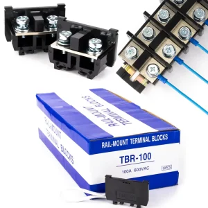 TBR 100 Single Tier Terminal Combination 100A Rail Mounted Screw Terminal Block