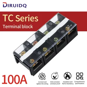 TC 1003 100A 600V Brass Bolt Connection Barrier Terminal Block >30 AWG Conductor 2 5 Poles for Industrial Applications
