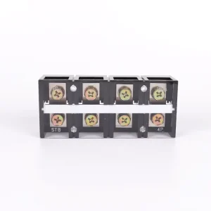 TC STB 1004 Double Row Barrier Terminal Block Copper Contact 4 Poles 600V 100A High Current Fixed Barrier Terminal Block Strip