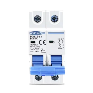 TOB7Z 1000V DC 1000V 2P 10A 16A 20A 25A 32A 40A 63A Curve DC Miniature Circuit Breaker for PV System