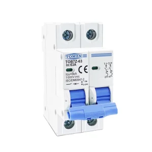 TOB7Z-63 2P DC 1000V Solar Mini Circuit Breaker 3A 6A 10A 16A 20A 25A 32A 40A 50A 63A DC MCB for PV System