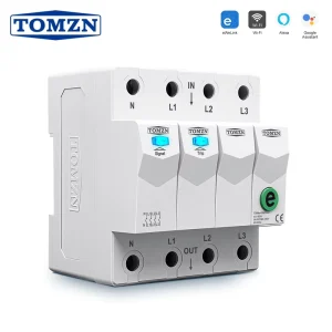 TOB9e-63NCWIFI eWeLink 4P WIFI Circuit Breaker AC 3*120V 3*230V 1-63A Cut Off L N Timer Delay ON/OFF Cyclic Timing