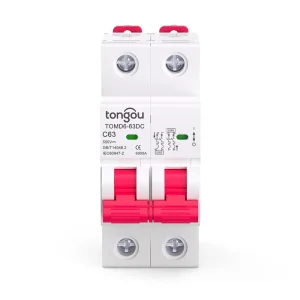 TOMD6DC 63 2 2P 500VDC 550VDC Miniature Circuit Breaker DC Electrical MCB CB TUV for 6kA Breaking Capacity CE 35mm Din