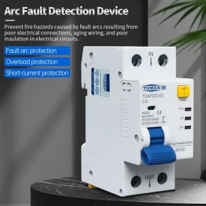 TOMZN AFDD Arc Fault Detection Device RCBO Circuit Breaker 2P Residual Current Leakage Protect Short circuit Overload Protection