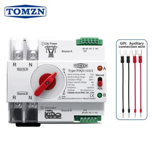 TOQ5 Single Phase Din Rail ATS 220V Dual Power Automatic Transfer Electrical Selector Switches Uninterrupted 63A 100A 125A