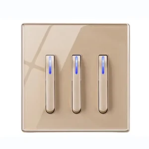 Tempered Glass Panel Piano Key Button LED Retro Toggle Wall Switch 3 Gang 2 Way 16A 250V 2 USB A 2 USB C Ports European Standard