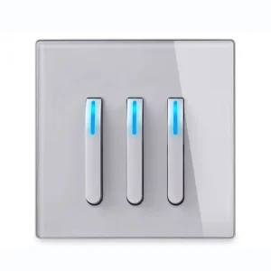 Tempered Glass Piano Key Button Wall Switch LED European 16A Socket Retro Toggle EU UK Standard 3Gang2Way 110 250V IP23