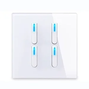 Tempered Glass Piano Key Button Wall Switch LED European 16A Socket Retro Toggle EU UK Standard 4 Gang 2 Way 110 250V IP23 Easy