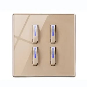 Tempered Glass Piano Key Button Wall Switch LED European 16A Socket Retro Toggle EU UK Standard 4 Gang 2 Way IP23 110 250V