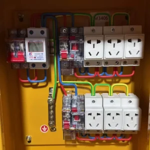 Temporary Power Distribution Box Portable Single Phase Metered Site Power Distro 4 Way 6 Socket Outlet for Construction Workshop