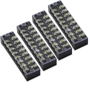 Terminal Block 8 Circuits 600V 25A Copper Plastic Dual Row Screw Insulated Barrier Strip Dust Cover For Auto Boat Solar RV LED