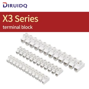Terminal Block with Copper Terminal Strip X3-0512/1012/2012/3012/6012 Plug-in Type Plastic 11-20 AWG 10A PCB Use