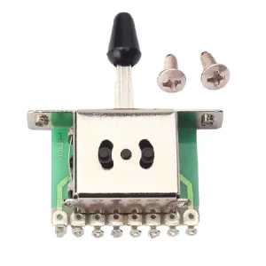 Terwin SQ25 0205 17 25mm Electric Guitar 5-Way Pickup Selector Switch Red Tip Silver-Plated Contacts Back Panel Mounting Parts