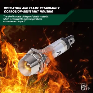 Thread Panel Mount Metal Pilot Lamp 6mm LED Indicator Light Pin Terminal AC DC 12V 24V 220V Power Status Indicator