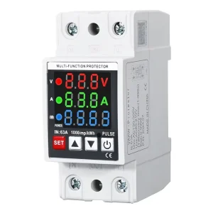 Three Display 63A Adjustable Over Under Voltage Protector Voltage Protection Relay for System