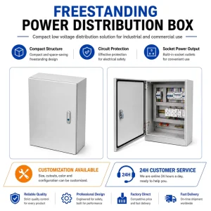 Titanium Steel Small Floor Standing Electrical Distribution Box with Sockets for Workshop Machinery