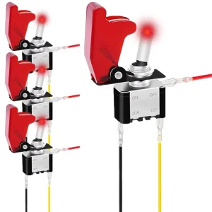 Toggle Switch DC 12V 20A 24V 10A SPST 3 Pin Red Heavy Duty Metal Automotive Car Boat RV Use IP54 Transparent Safety Flip Cover