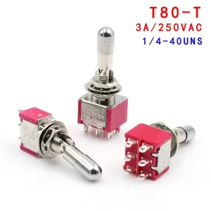 Toggle Switch T80-T SPST SPDT 3A 250VAC 3Pin On-off/on-on/on-off-on 3 Positions 8013-LKBQ