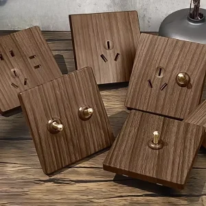 Toggle Switch Wood Grain Panel Copper New Chinese Style Concealed Installation 86 Type Homestay 10A