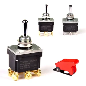 Toowei Double Pole 15a 250v Watertight Ultra Miniature Toggle Switch Ip67 with 6 Screw Terminal