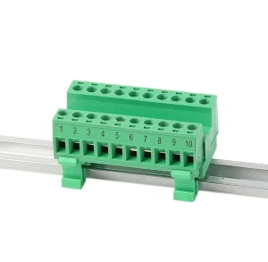 Track Mounted DIN Rail Plug In Copper Screw Terminal Block Spring Receptacles Ganged Plug Industrial Automotive 2 Pole 15A
