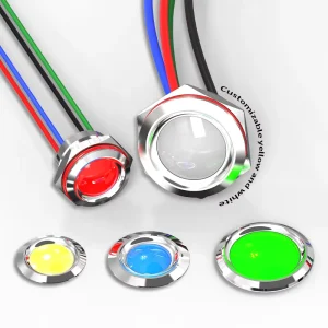 Tri-Color LED Indicator Light 16mm 19mm 22mm 25mm Metal Panel Mount IP68 Common Anode Cathode 5-24V 220V