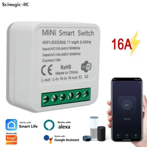 Tuya 16A MINI Wifi Switch DIY 1 way Remote Control Timer Relay Automation for Smart Life Work With Alexa Google Home