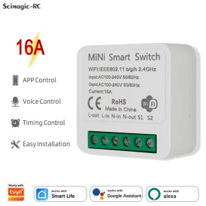 Tuya 16A MINI Wifi Switch DIY 1 way Remote Control Timer Relay Automation for Smart Life Work With Alexa Google Home